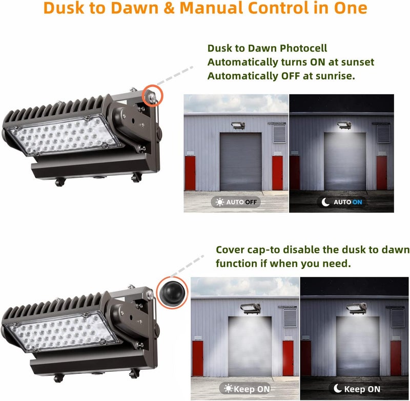 ECCFUTLL Dusk to Dawn 80W Rotatable LED Wall Pack Light, 5000K 11200LM 400-600W HPS/HID Equivalent, ETL Adjustable Head Outdoor LED Wallpack Lighting Fixture for Area Light, Parking Garages,Warehouse,Entrance - Image 4